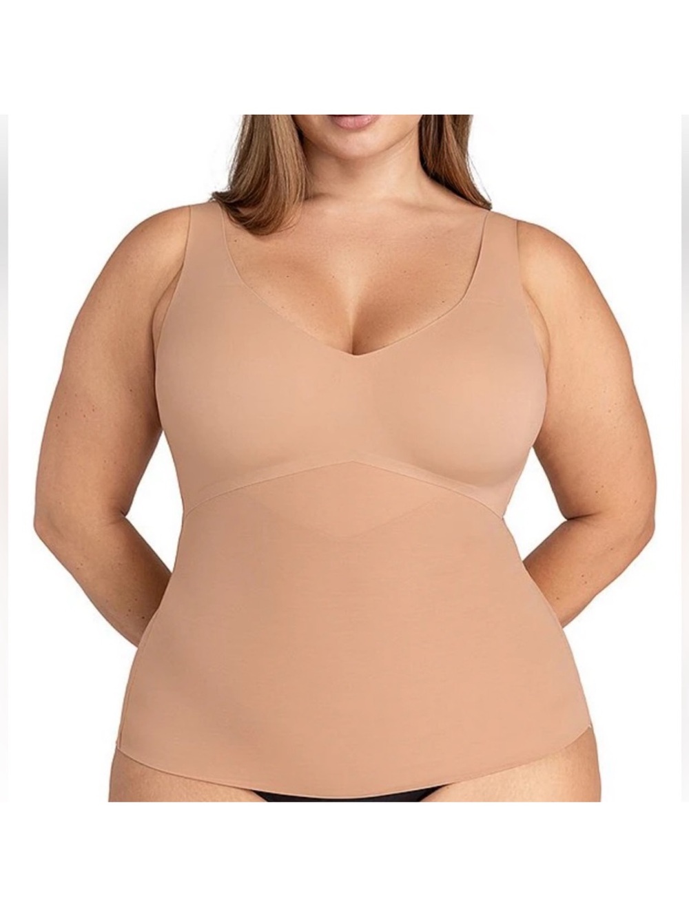 Honeylove LiftWear Cami Tank Sand 2X Built In Wireless Bra Shapewear Top